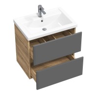 Мебель для ванной комнаты SanStar Graffa 60 дуб вотан, графит софт, раковина Фостер 60