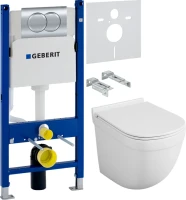 Комплект Унитаз подвесной Owl 1975 Eld TOWLT190101 безободковый + Инсталляция Geberit Duofix Delta 458.149.21.1 с кнопкой смыва, хром + Звукоизоляция