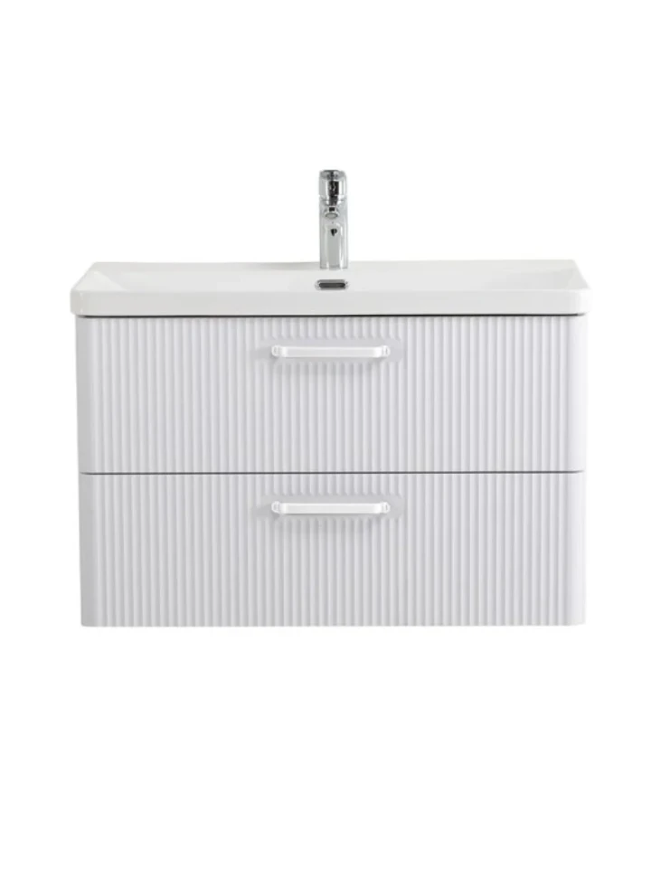 Тумба с раковиной BelBagno Due 80 ручки белые, bianco lucido