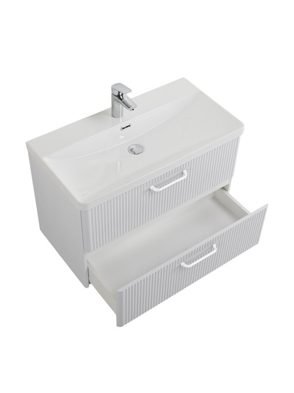 Тумба с раковиной BelBagno Due 80 ручки белые, bianco lucido