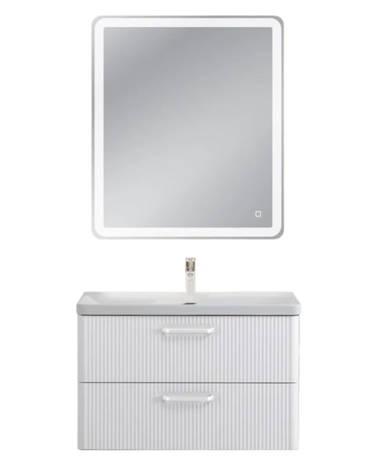 Тумба с раковиной BelBagno Due 80 ручки белые, bianco lucido