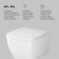 Комплект  Унитаз подвесной AM.PM Gem C901701SC безободковый, с микролифтом + Система инсталляции для унитазов Grohe Rapid SL 38772001, 3 в 1 с кнопкой