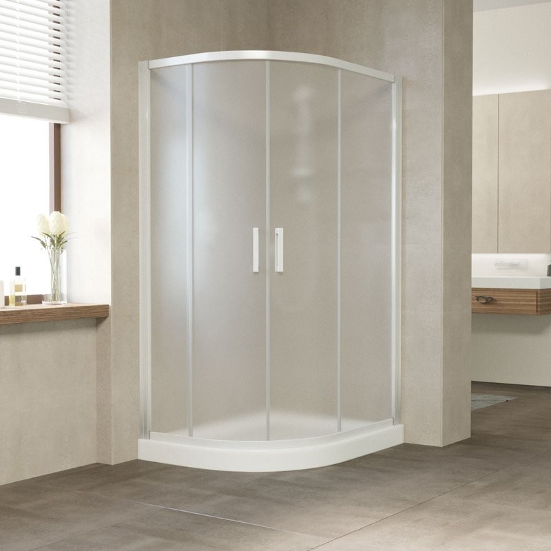 Душевой уголок Vegas Glass ZS-F 110*100 01 10 профиль белый, стекло сатин