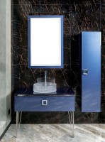 Тумба с раковиной Armadi Art Lucido 100 насыщенный синий, раковина 817, ножки хром