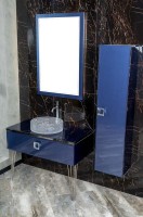 Тумба с раковиной Armadi Art Lucido 100 насыщенный синий, раковина 817, ножки хром