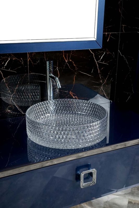 Тумба с раковиной Armadi Art Lucido 100 насыщенный синий, раковина 817, ножки хром