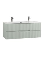 Тумба с раковиной Cezares Duet-n 120 подвесная, 2 ящика, для двоих, жемчужная зеленая