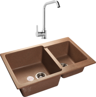 Комплект Мойка GranFest Practik GF-P780K терракот + Смеситель MEGA Ege MG-PL10 хром