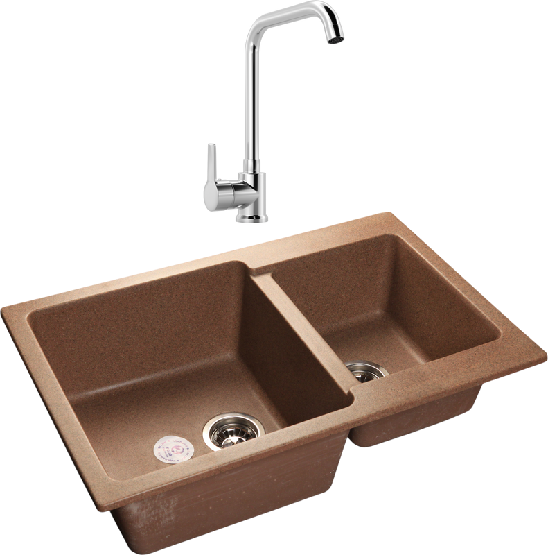 Комплект Мойка GranFest Practik GF-P780K терракот + Смеситель MEGA Ege MG-PL10 хром