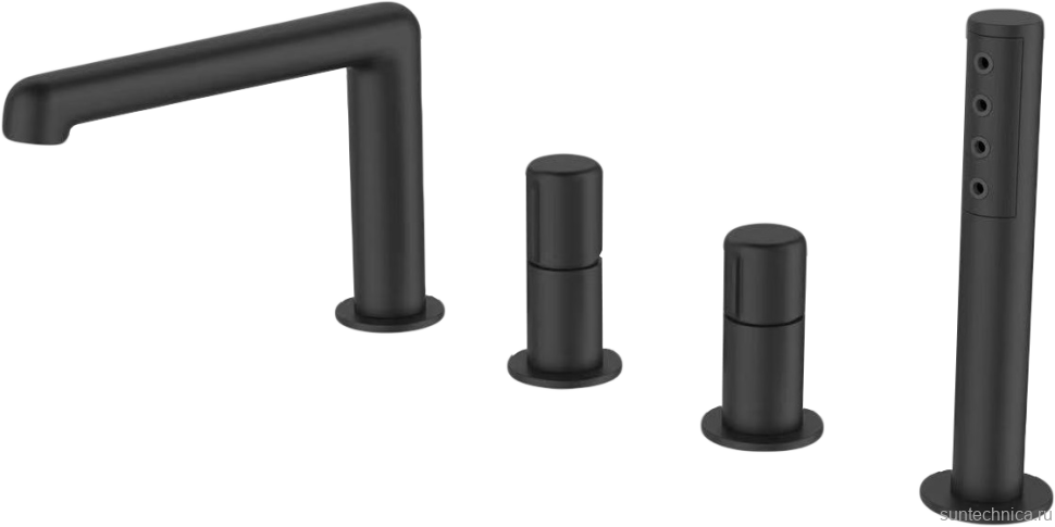 Смеситель на борт ванны BelBagno Uno BVD4-NERO черный матовый