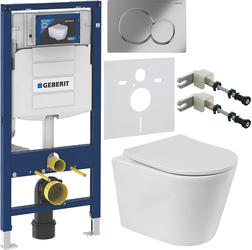 Комплект Унитаз подвесной BelBagno Flay-r + Крышка BB2031SC с микролифтом, петли хром + Инсталляция Geberit Duofix UP 320 111.300.00.5 + Кнопка Sigma 01 115.770.21.5 хром + Крепления 111.815.00.1 к стене + Звукоизоляция
