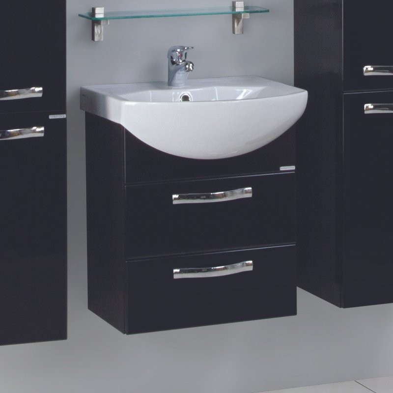Тумба под раковину AQUATON Ария М 50 черный глянец