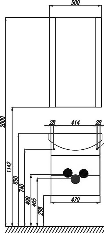 Тумба под раковину AQUATON Ария М 50 черный глянец
