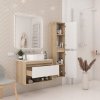 Тумба подвесная Teymi Ritta 75, ящик с доводчиком, цвет дуб эврика/белый матовый T60521