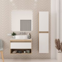 Тумба подвесная Teymi Ritta 75, ящик с доводчиком, цвет дуб эврика/белый матовый T60521