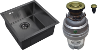 Комплект Мойка Zorg Inox PVD 4444 grafit + Измельчитель ZR-75 D BRONZE