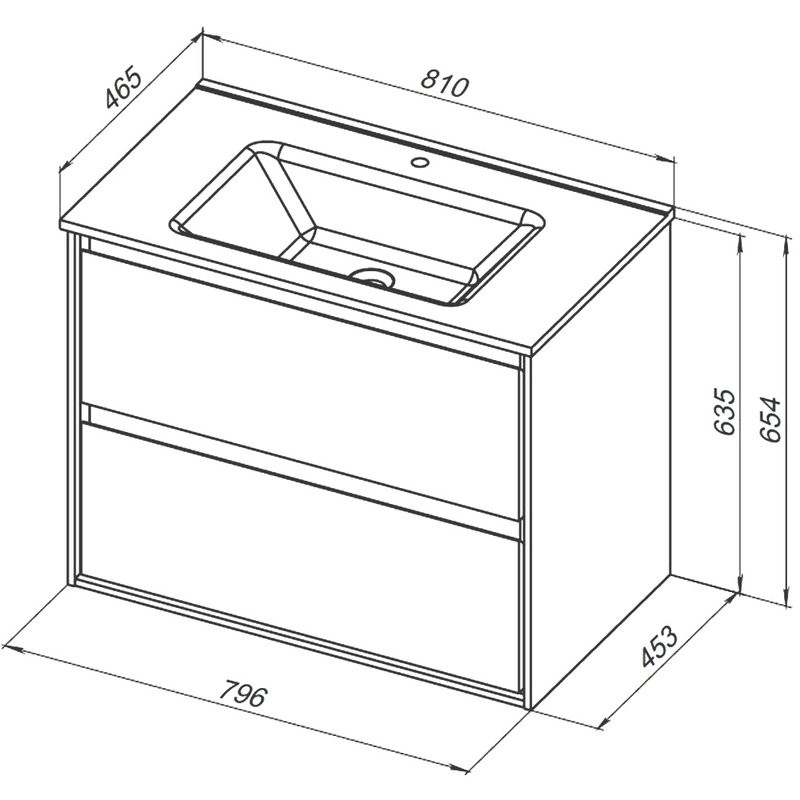 Тумба под раковину без столешницы Aquanet Милан 80 подвесная, дуб рошелье