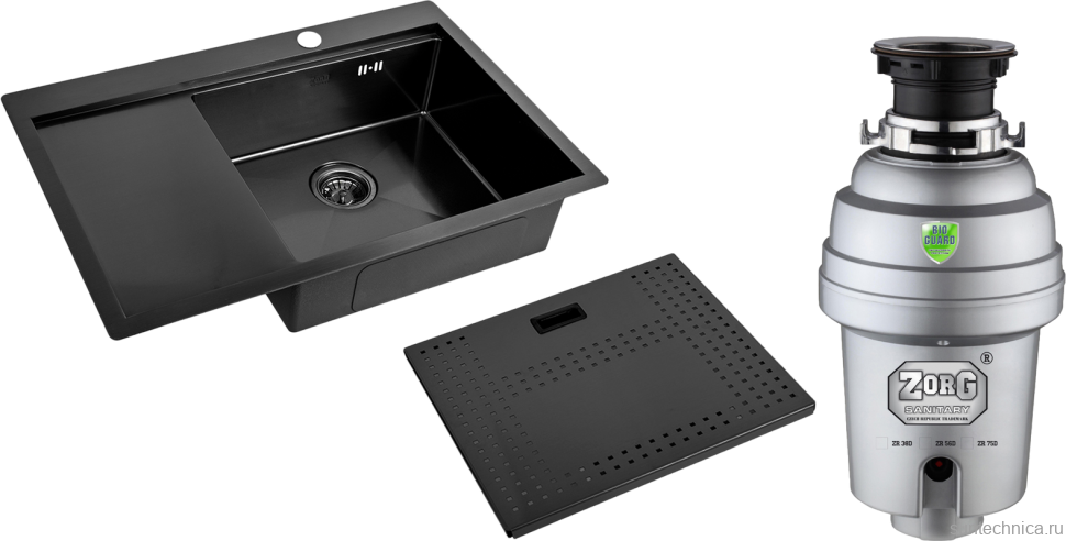 Комплект Мойка Zorg Master N-7852-R Grafit + Измельчитель Inox D
