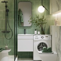 Тумба с раковиной Aqwella Duet 53 L подвесная, под стиральную машину, белая