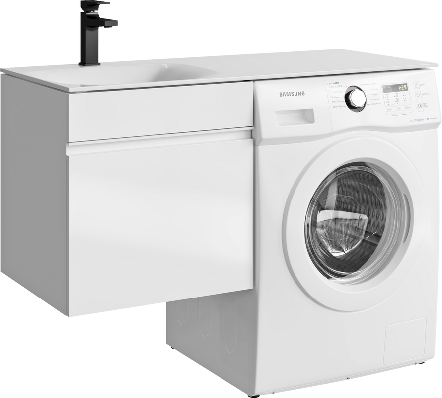 Тумба с раковиной Aqwella Duet 53 L подвесная, под стиральную машину, белая