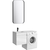 Тумба с раковиной Aqwella Duet 53 L подвесная, под стиральную машину, белая