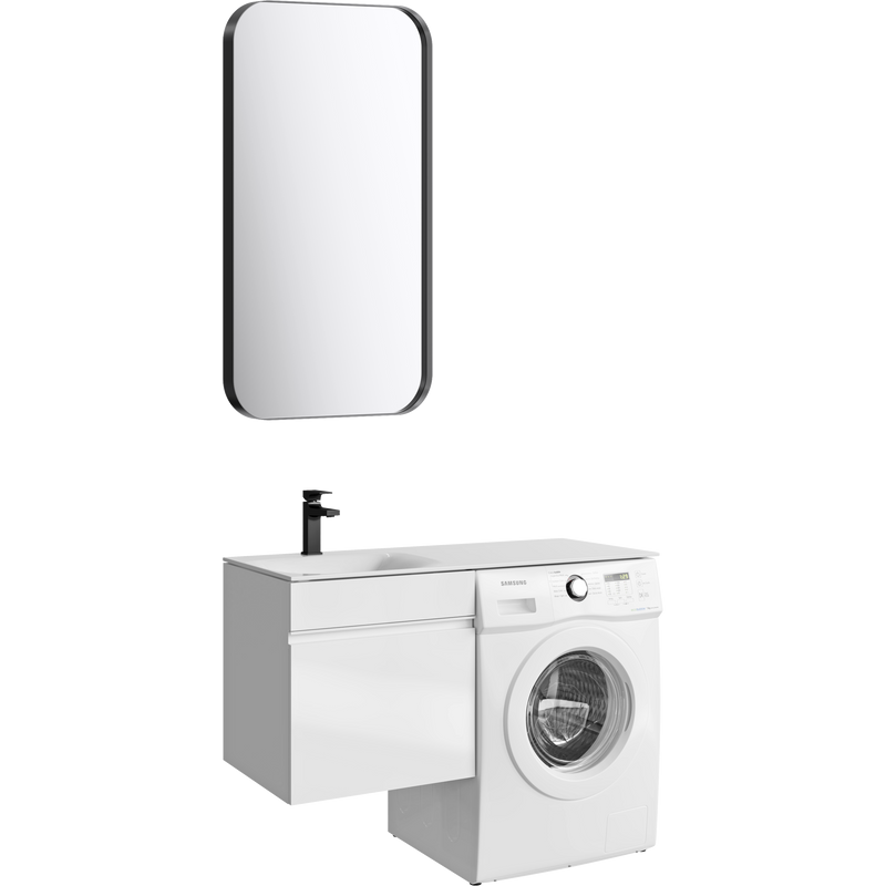 Тумба с раковиной Aqwella Duet 53 L подвесная, под стиральную машину, белая