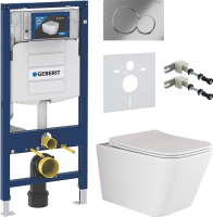 Комплект Унитаз подвесной Ceramicanova Metric Rimless CN3007 с микролифтом, безободковый + Крепления Geberit Duofix 111.815.00.1 к стене + Звукоизоляция + Инсталляция UP 320 111.300.00.5 + Кнопка Sigma 01 115.770.21.5 хром