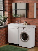 Мебель для ванной комнаты СаНта Марс 120 L напольная, с дверками, для стиральной машины