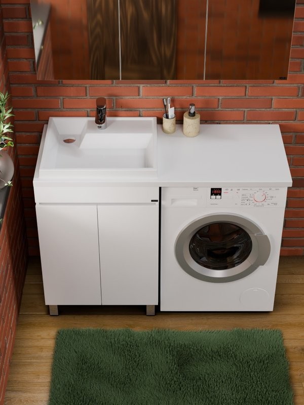Мебель для ванной комнаты СаНта Марс 120 L напольная, с дверками, для стиральной машины