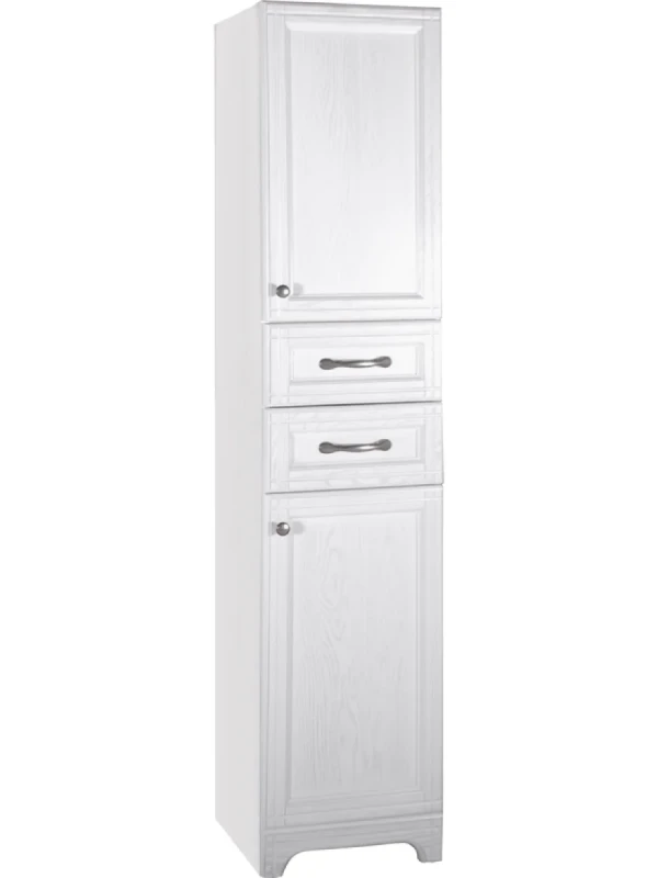 Шкаф пенал для ванной ASB-Woodline Берта 40 белый, патина серебро