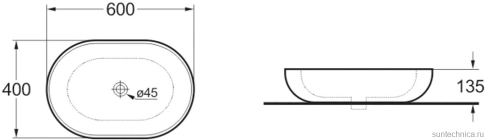 Накладная раковина Vincea VBS-113 60 белая