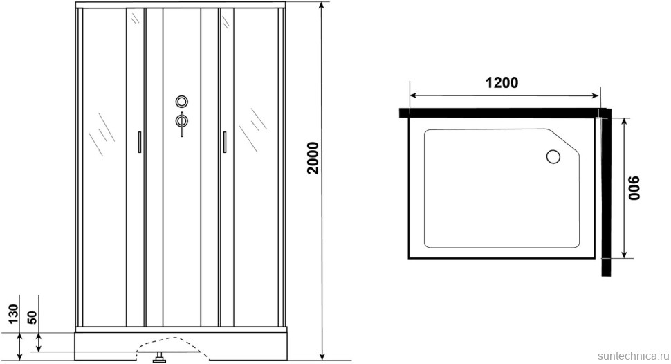 Душевая кабина Niagara Classic NG-43295-14QBK 120х90 см, без крыши