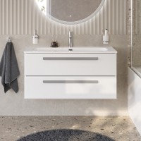 Тумба под раковину без столешницы Cezares Eco Cer-N 100 bianco opaco, ручки серые