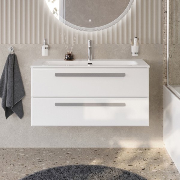 Тумба под раковину без столешницы Cezares Eco Cer-N 100 bianco opaco, ручки серые