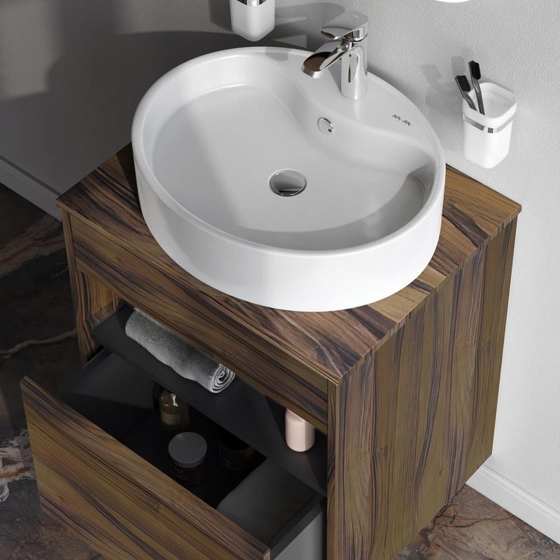 Тумба с раковиной AM.PM Func 60 дуб крафт, со столешницей, раковина M8FWCC20561WG