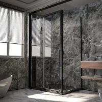 Дверь для душевого уголка Veconi Premium Trento PTD-30B 130 см, профиль черный матовый, стекло прозрачное