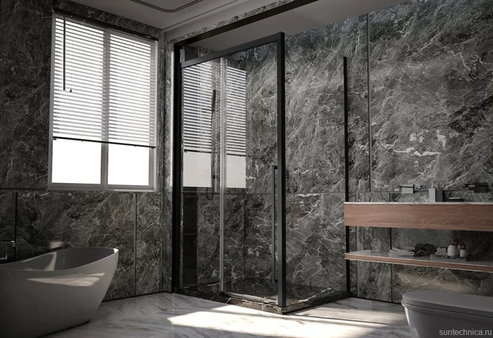 Дверь для душевого уголка Veconi Premium Trento PTD-30B 130 см, профиль черный матовый, стекло прозрачное