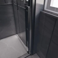 Дверь для душевого уголка Veconi Premium Trento PTD-30B 130 см, профиль черный матовый, стекло прозрачное