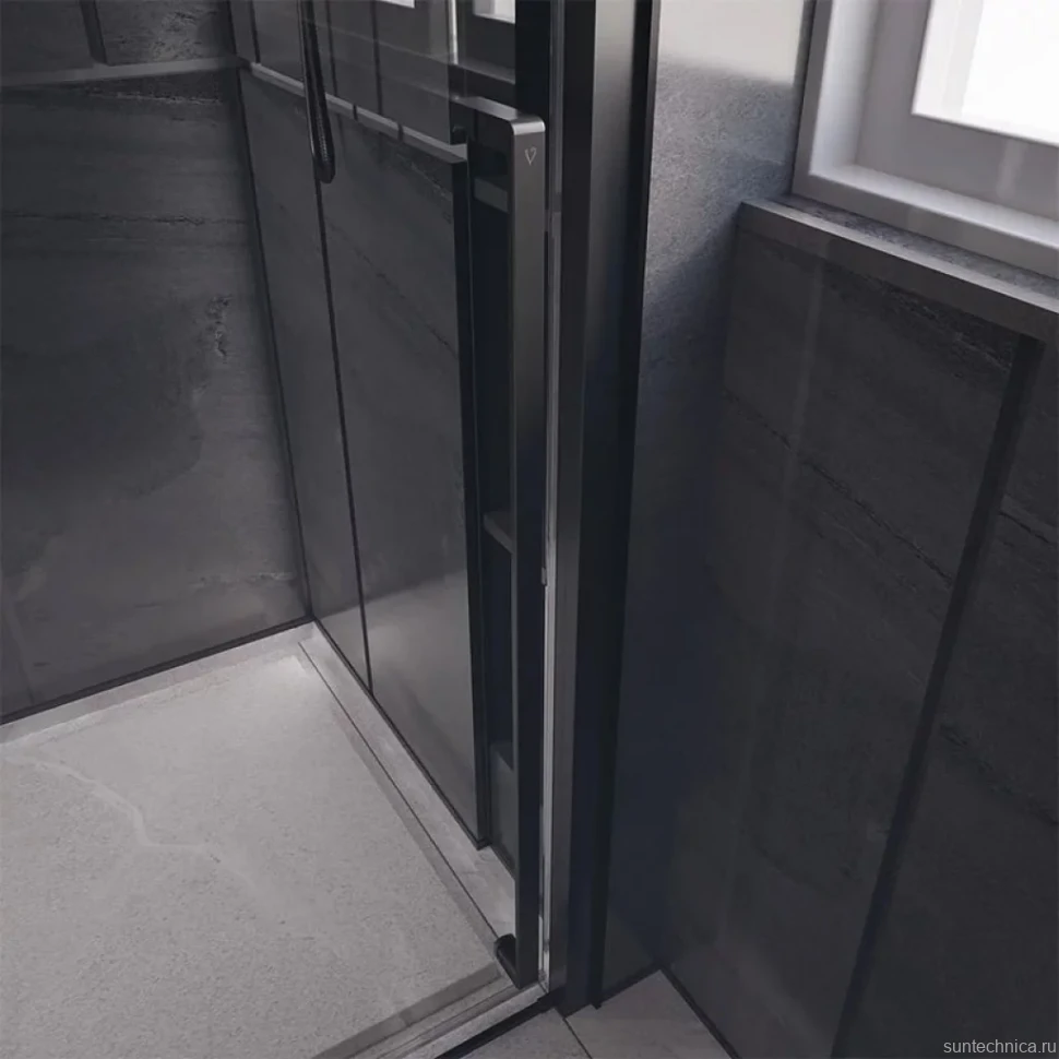 Дверь для душевого уголка Veconi Premium Trento PTD-30B 130 см, профиль черный матовый, стекло прозрачное