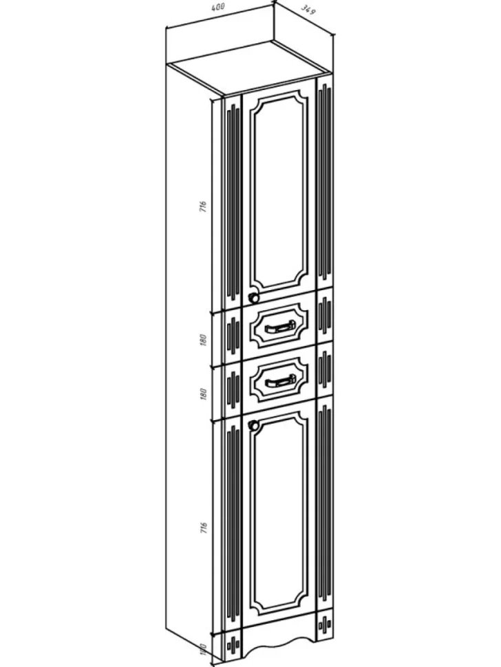 Шкаф пенал для ванной Bellezza Кантри 40 L/R, универсальный, со стеклом