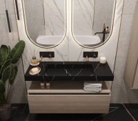 Раковина Armadi Art Flat Nero Marquina 120 с кронштейнами