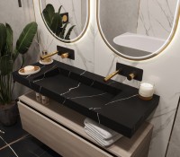 Раковина Armadi Art Flat Nero Marquina 120 с кронштейнами