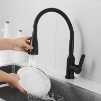 Смеситель для кухни Shevanik S843H-3 с гибким изливом, черный