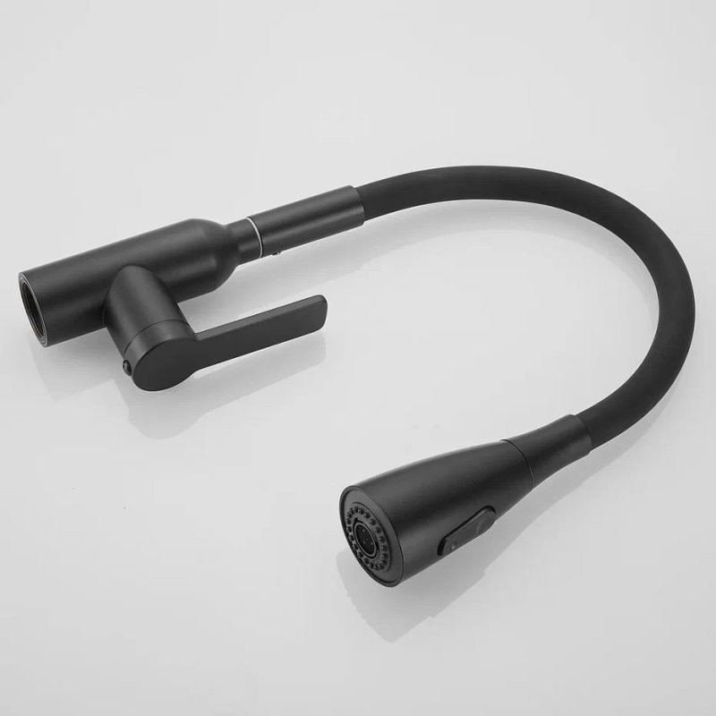 Смеситель для кухни Shevanik S843H-3 с гибким изливом, черный