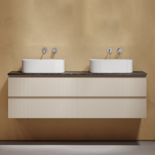 Тумба с раковиной Sancos Snob T 160 beige soft, столешница черный мрамор TT160A1, раковина CN6052