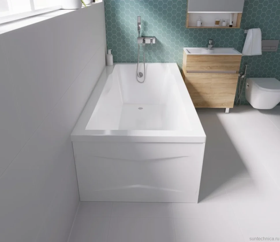 Акриловая ванна Marka One Raguza 190x90 см, пристенная, белая, с каркасом