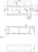 Акриловая ванна Marka One Raguza 190x90 см, пристенная, белая, с каркасом