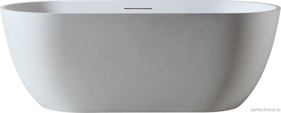 Ванна из искусственного камня AltroBagno Bruna 090201 170x75 см, отдельностоящая, матовая белая, овальная, на ножках, с донным клапаном, с подголовником