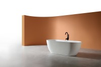 Ванна из искусственного камня AltroBagno Bruna 090201 170x75 см, отдельностоящая, матовая белая, овальная, на ножках, с донным клапаном, с подголовником