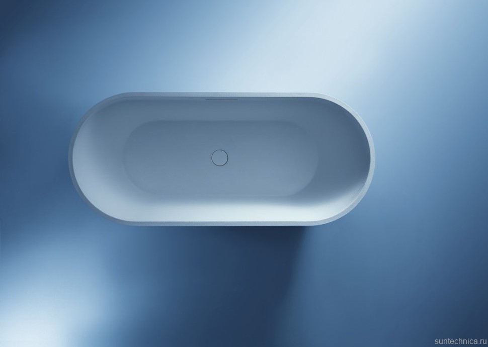 Ванна из искусственного камня AltroBagno Bruna 090201 170x75 см, отдельностоящая, матовая белая, овальная, на ножках, с донным клапаном, с подголовником